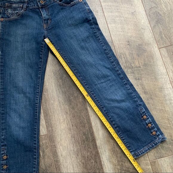 Calvin Klein Mid Rise Cropped Jeans Buttons Size 4 - Picture 6 of 10